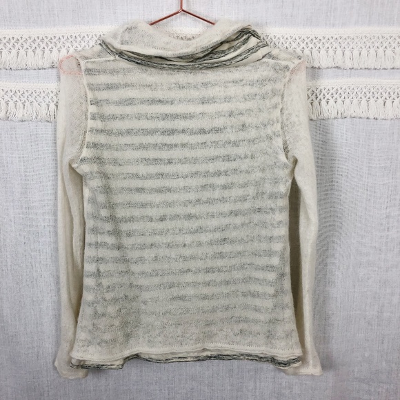 Anthro Moth | Cream Striped Cowl Neck Sweater | S - Picture 5 of 8